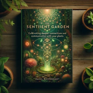 DALL·E 2024 05 22 14.00.15 Create a book cover for The Sentient Garden Cultivating Deeper Connections and Communication with Your Plants by Daniel Boissonneault. The cover sh